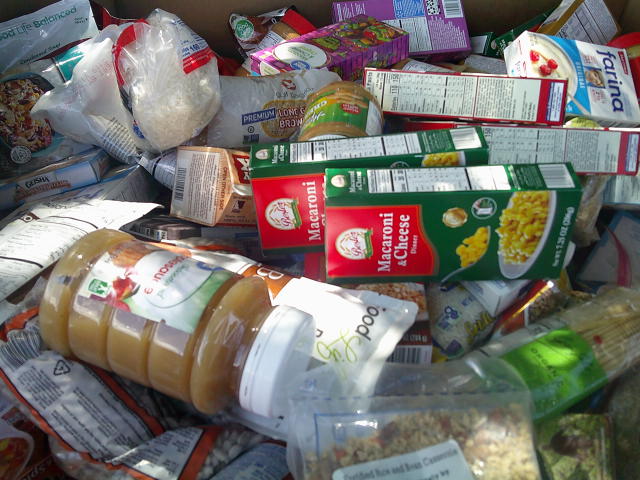 Food in a cardboard container.